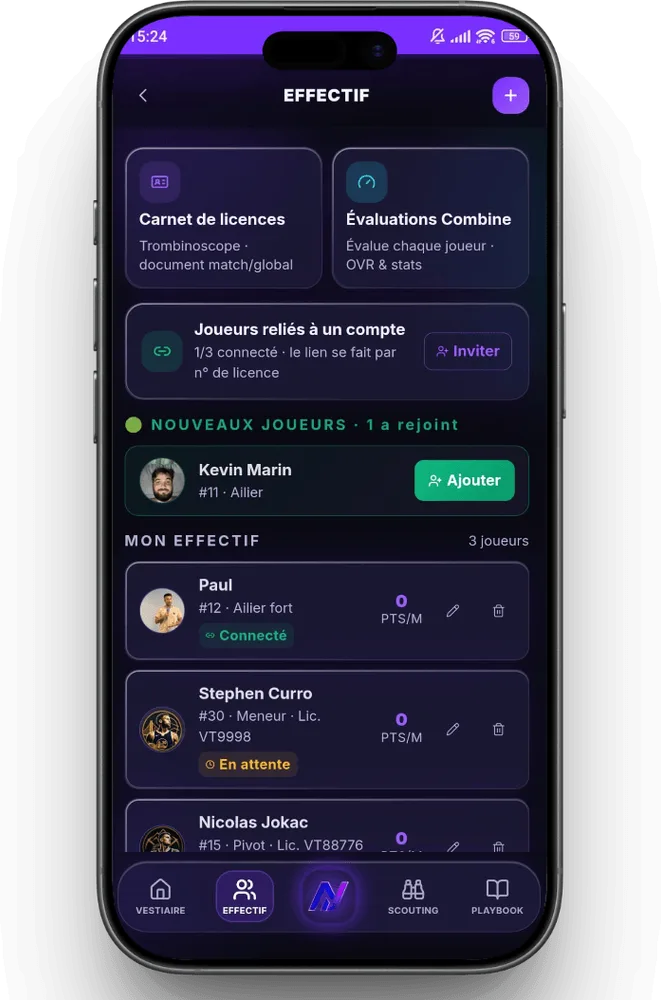 Gestion d'équipe : effectif et convocations